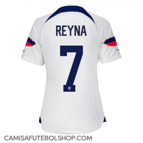 Camisa de time de futebol Estados Unidos Giovanni Reyna #7 Replicas 1º Equipamento Feminina Mundo 2022 Manga Curta